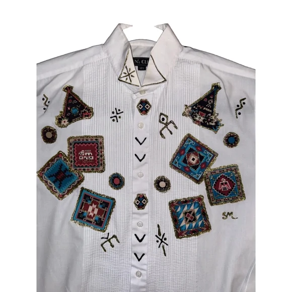 A white shirt. Mens size 14 1/2. Poly-cotton Korea decorated for what?  - Picture 2 of 15